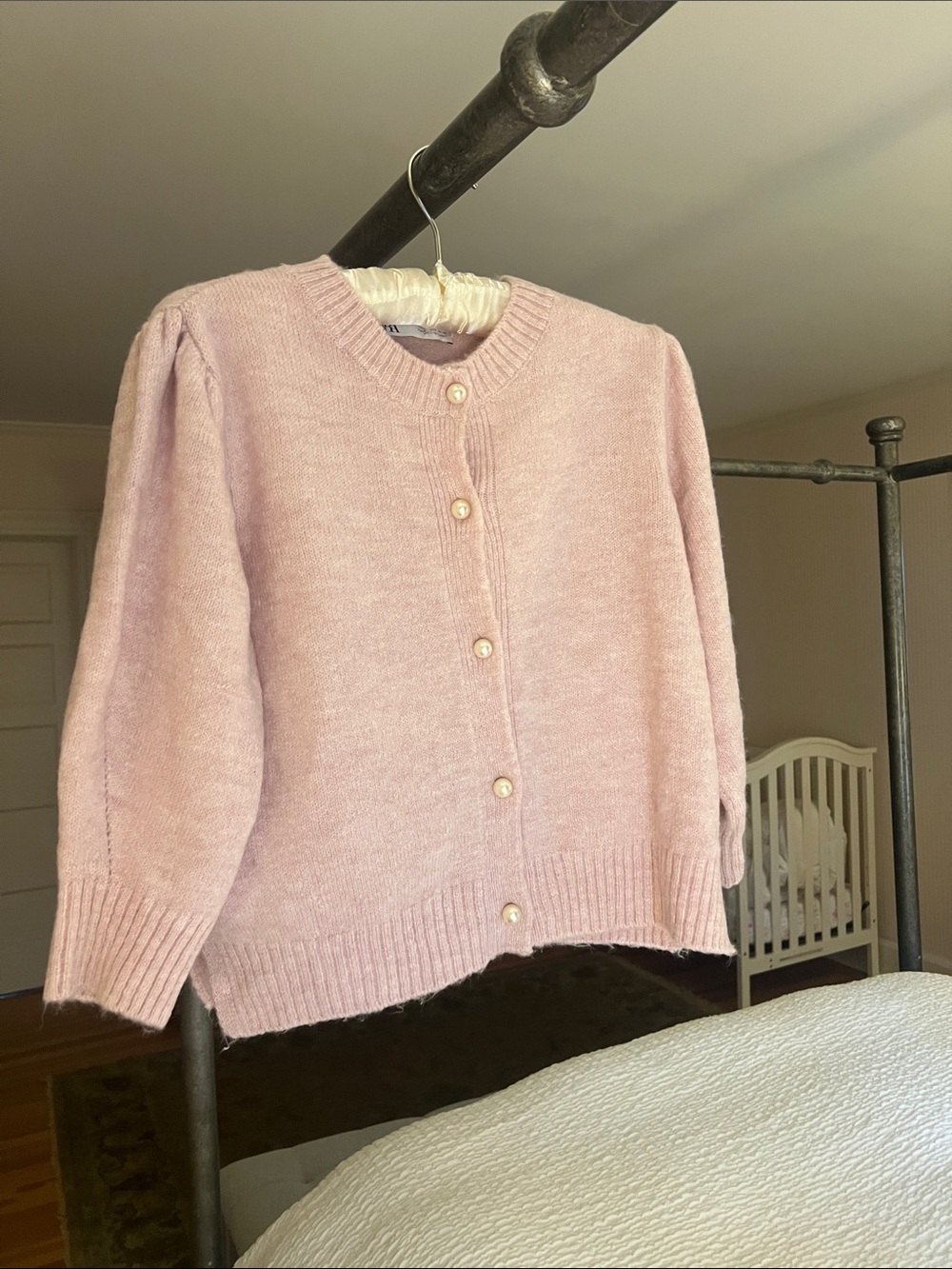 Zara new Soft Pink Button-Front Women's Sweater Cardigan